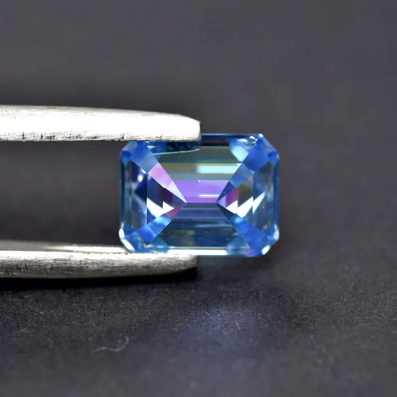 Moissanit-Stein VVS1 Smaragdschliff Eisblau Farb-Zertifizierter Synthetischer Edelstein – Detail 6