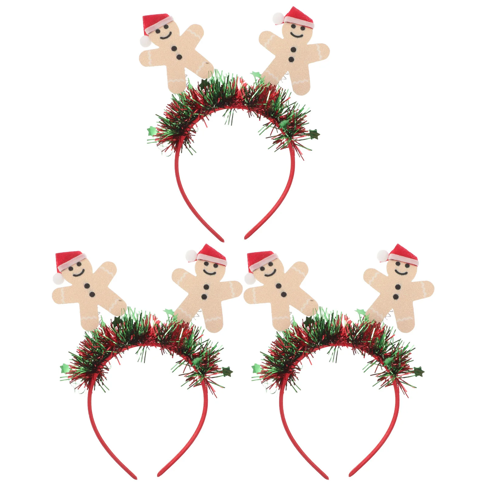 

3Pcs Gingerbread Headbands Holiday Costume Hair Bands Christmas Party Favors Adults Fun Holiday Headbands