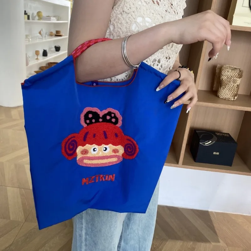 Kawaii Ball Chain Bratz Canvas Bag for Girls Cartoon Large Capacity Foldable Oxford Shoulder Embroidered Nylon Bag HalloweenGift