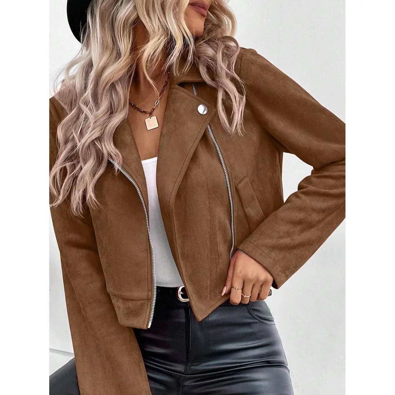 الوردي سستة ort Jaet الخريف الشتاء جديد Sle Faionable التلبيب طويل Sve الجلود المخملية المرأة أفضل ستة ألوان