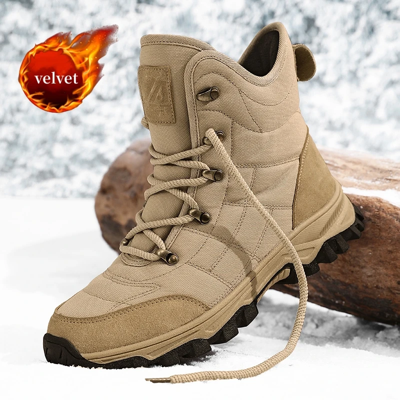 

Зимние бархатные походные ботинки, мужские теплые высокие треккинговые ботинки на меху, мужская уличная непромокаемая мужская обувь для скалолазания, zapatillas de hombre