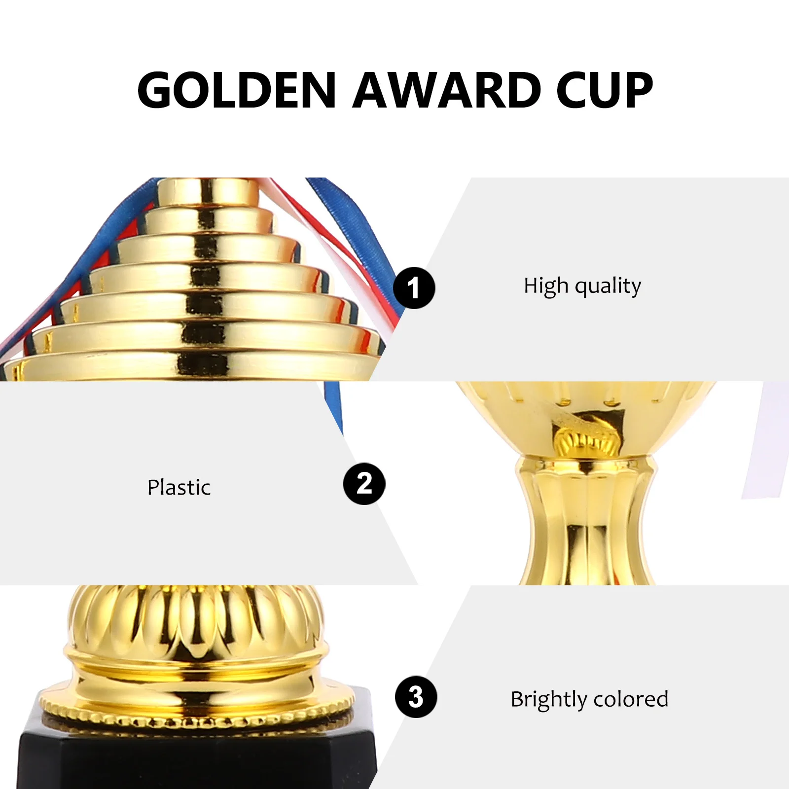 ゴールデン トロフィー カップ プラスチック製賞トロフィー 競技賞 大人向け パーティーゲーム インセンティブ 教室 スポーツイベント用