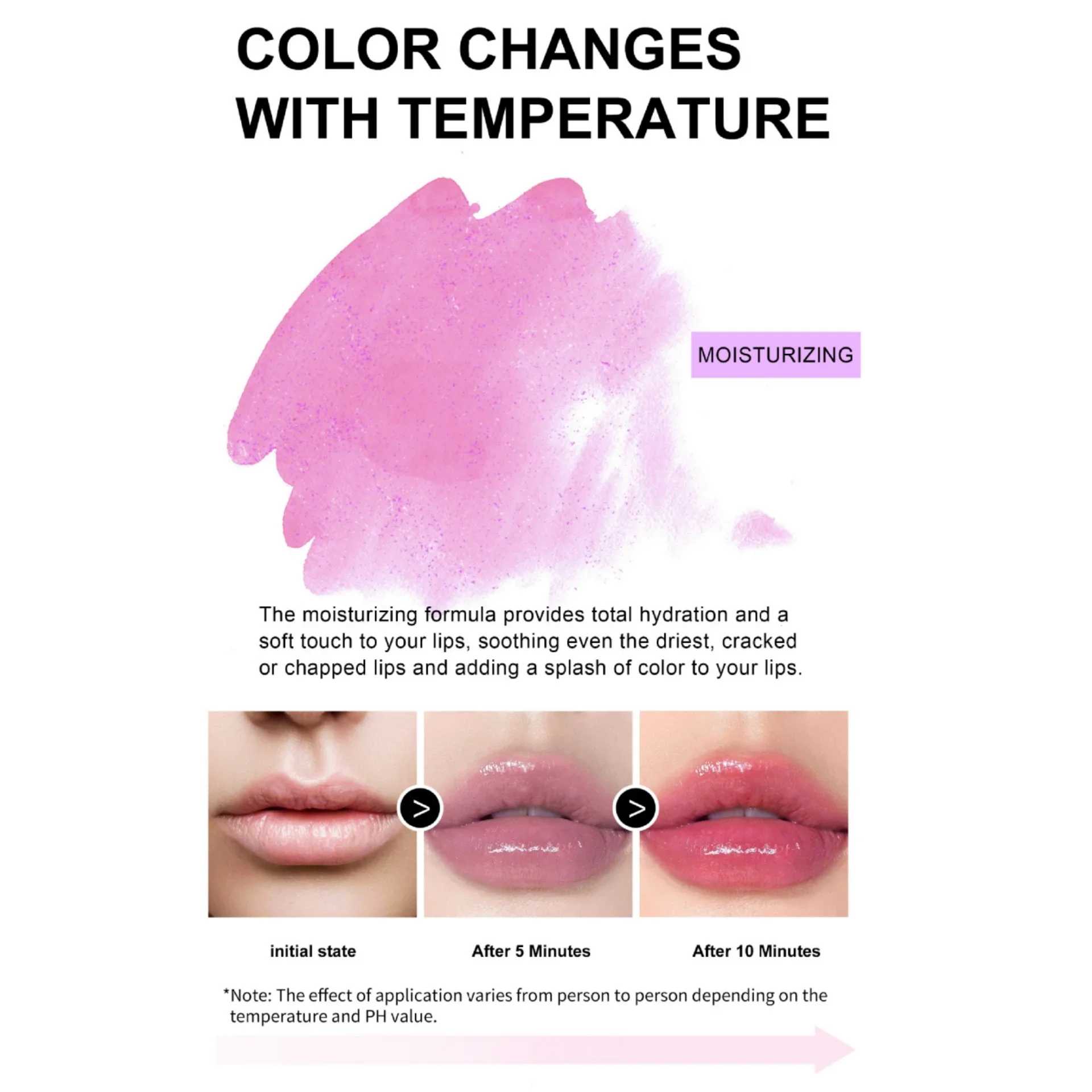 変色口紅ゼリーグリッター温度 PH 変化リップクリーム保湿防水クリスタルリップグロスピンクリップメイク