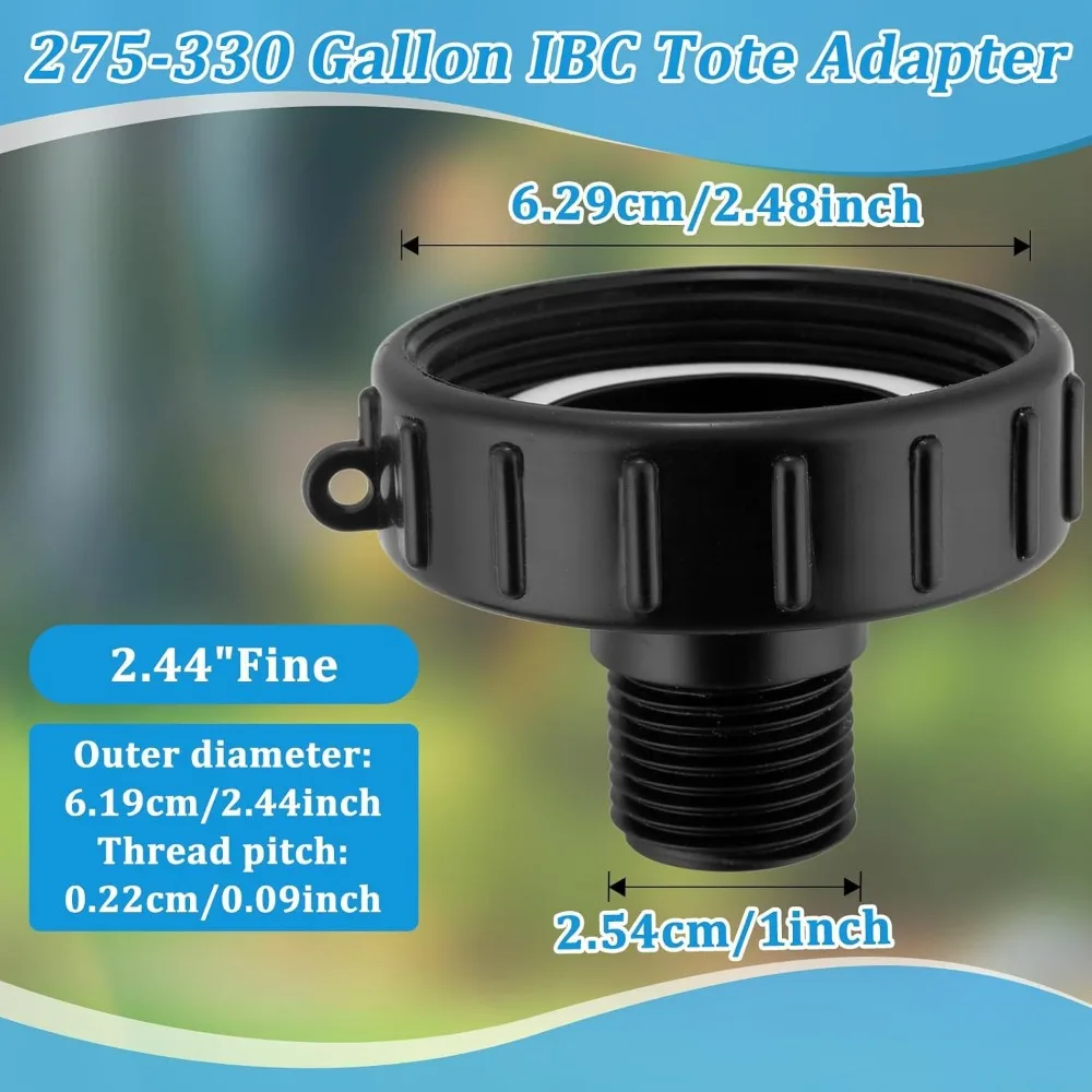 Water Tank Conversion Adapter 1/2' to 4' IBC Fine to Coarse Thread for 1000L Barrel Garden Irrigation Valve Fittings