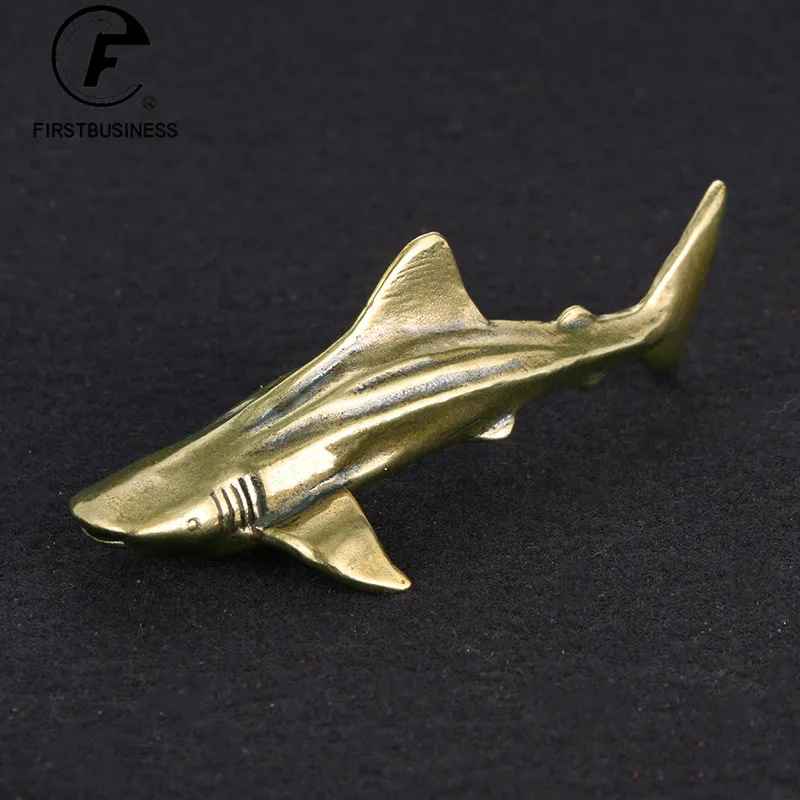 Metal Brass Shark Figurines Vintage Sea Animal Small Statue Desktop Ornaments Office Decorations Crafts Accessories Child Gifts