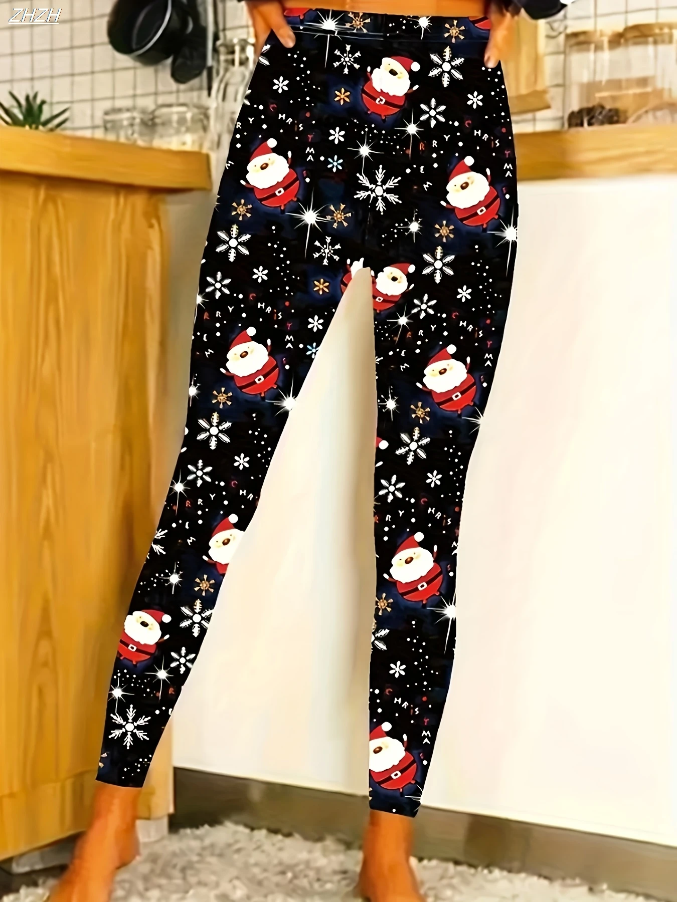 Christmas Women's Leggings Cozy Leggings Vacation Fashion Christmas Snowflakes Graphic Christmas Printing Fleece Thermal Warm
