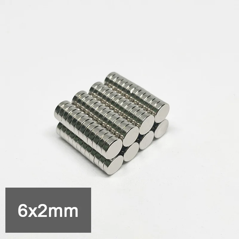 50/100/200PCS Small Round 6x2mm Super Strong Magnet NdFeB 6x2 Powerful Magnetic Disc Imanes N35 Rare Earth Standard Magnet