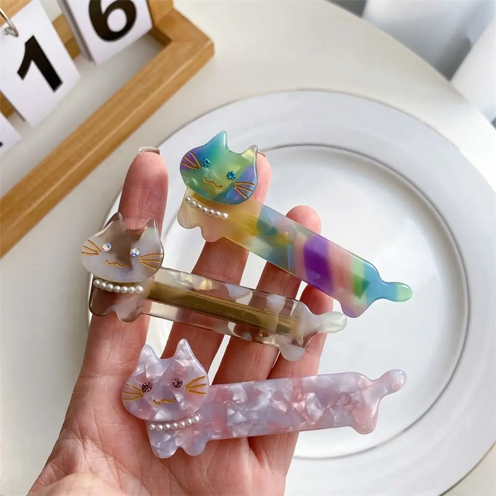 Hair Clips Small Barrettes Children Hair Clips New Headwear Animals Cat Acetate Hair Clips Korean Duckbill Clips Women Hairpins