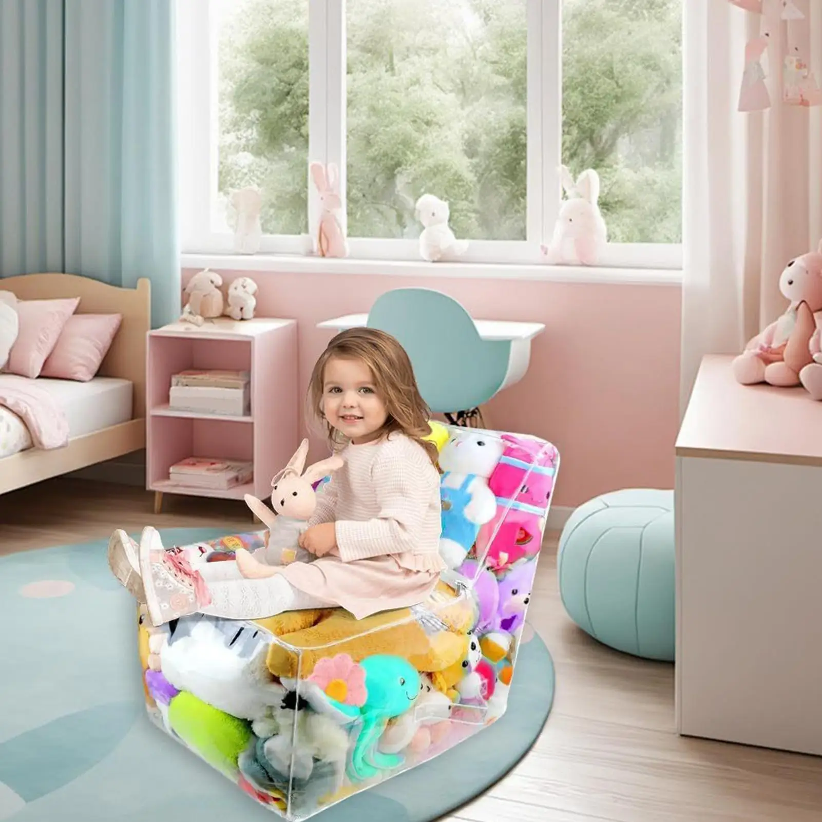 

Стул для хранения чучел животных, прозрачный дизайн, большая сумка-погремушка с мягкими животными, чехол на стул, плюшевые игрушки для хранения с молниями для