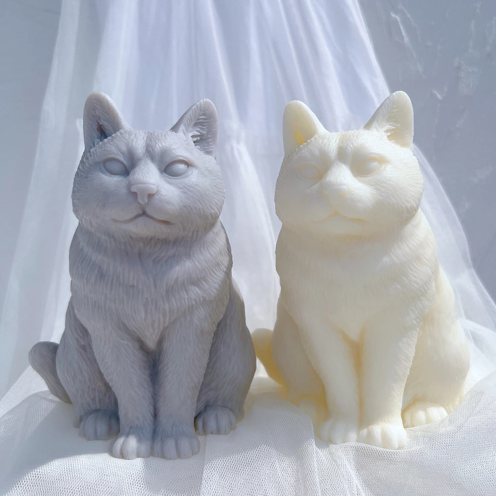 Sitting Cat Candle Silicone Mold Animal Soy Wax Silicone Mould Cats Lover Home Decor Gift