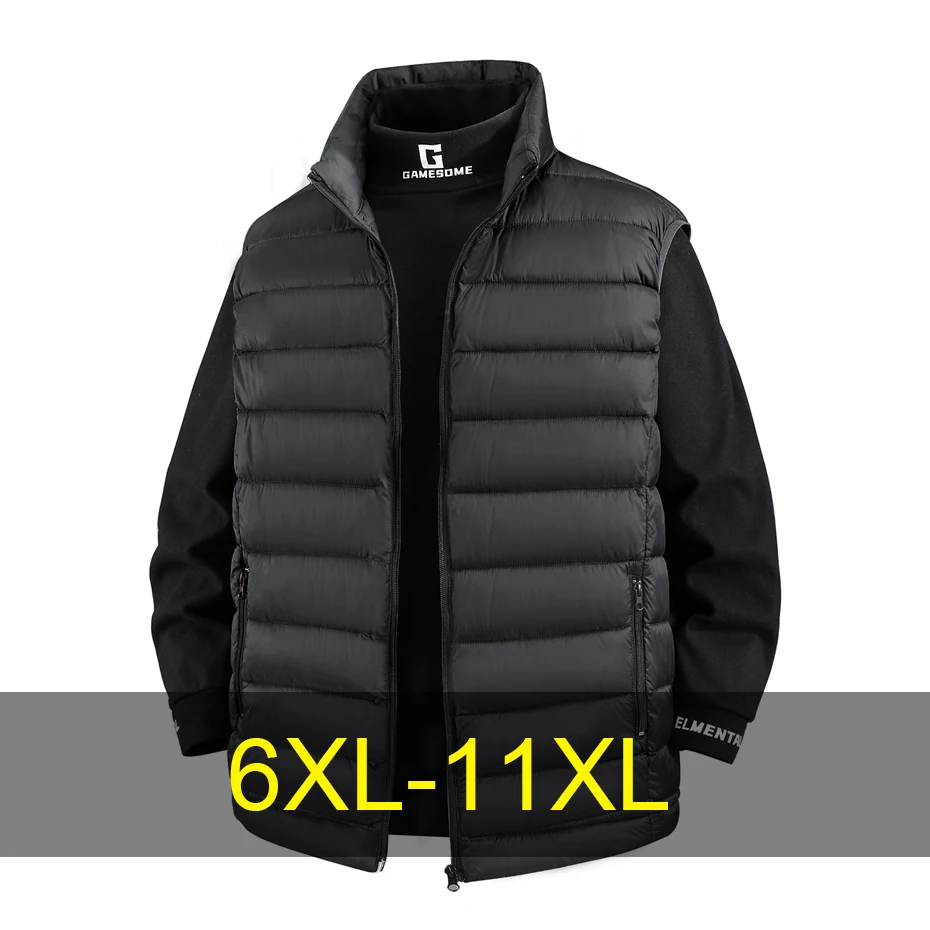 Autumn Winter Thick Vests Men 10XL 11XL Plus Size Padded Vests Male Fashion Casual Waterproof Vest Big Size 10XL