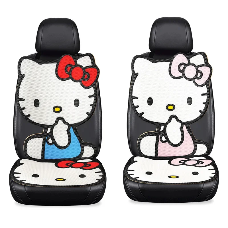 Hello Kitty Seat Cushion Car Cover Protective Pad Summer Cartoon Car Mat Sanrio Cute Pink Cartoon Seat Ladies Car Accessories