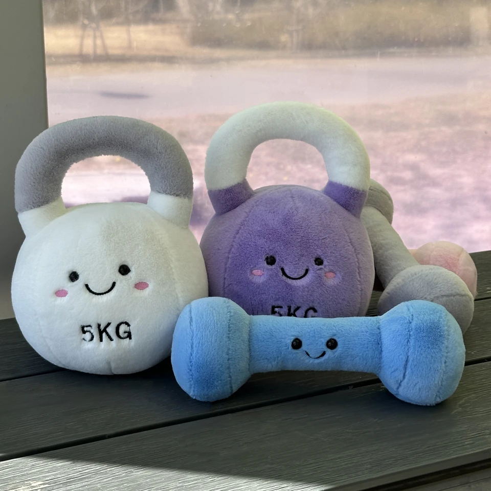 만화 덤벨 Kettlebell 피트니스 장비 플러시 장난감 Cudldy 베개 부드러운 인형 Huggable 플러시 장난감 어린이 방 장식 선물