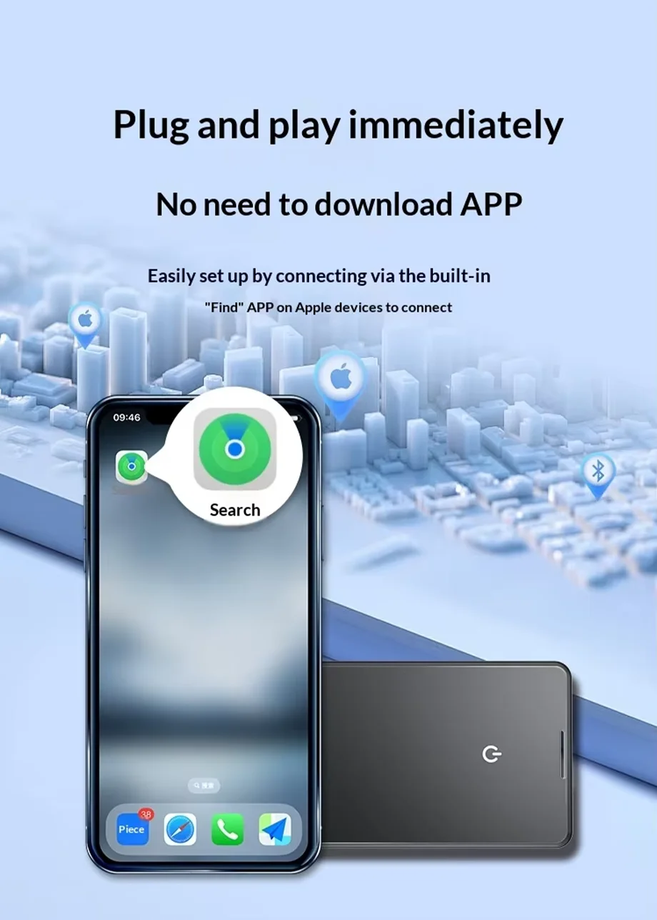 Schlanker Karten-Tracker, Kompatibel mit Apple Find My, Wasserdichter Bluetooth-Ortungsgerät für Geldbörse, Gepäck – Detail 4