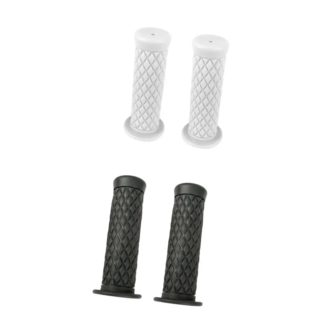 2 Pair 7/8'' 22/24mm Motorcycle Left & Right Hand Handlebar Grips White / Dark Grey