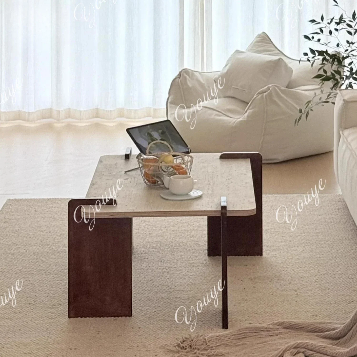 AXA Travertine الرخام الطبيعي القهوة غرفة المعيشة طاولة صغيرة المنزلية الحد الأدنى أريكة طاولة شاي مربعة طاولة منخفضة