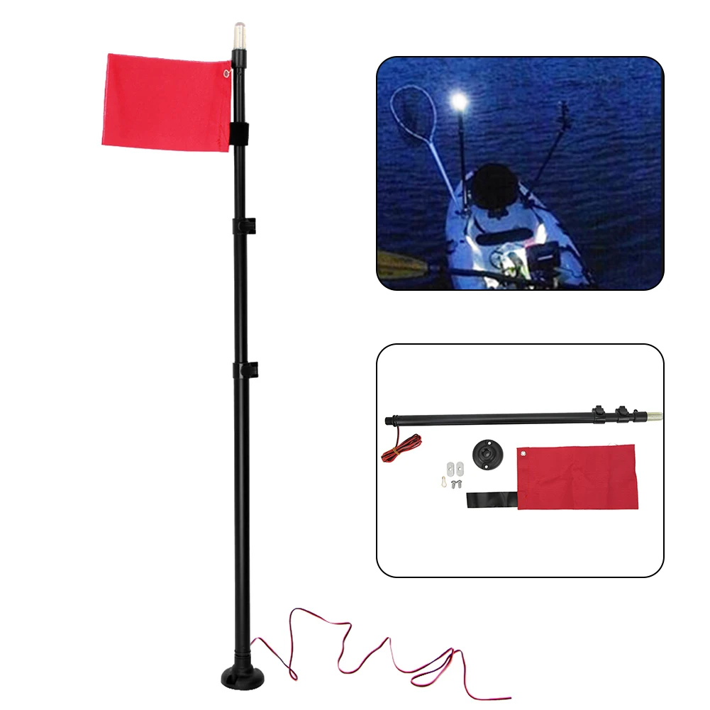 Brand New High Quality Safety Flag Light For Kayak Canoe Boat Dinghy Yacht Voltage Aluminum Flag Pole Adjusted Lightweight Parts