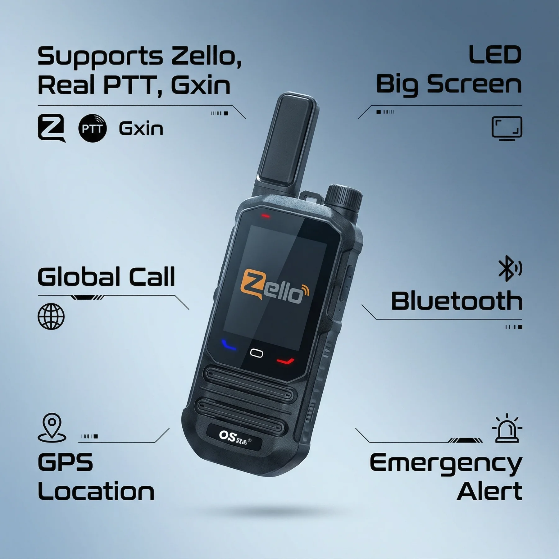 

IP67 Waterproof Floating Handheld 4G POC Walkie Talkie With GPS and Bluetooth Support Gxin Zello Outdoor Camping Factory