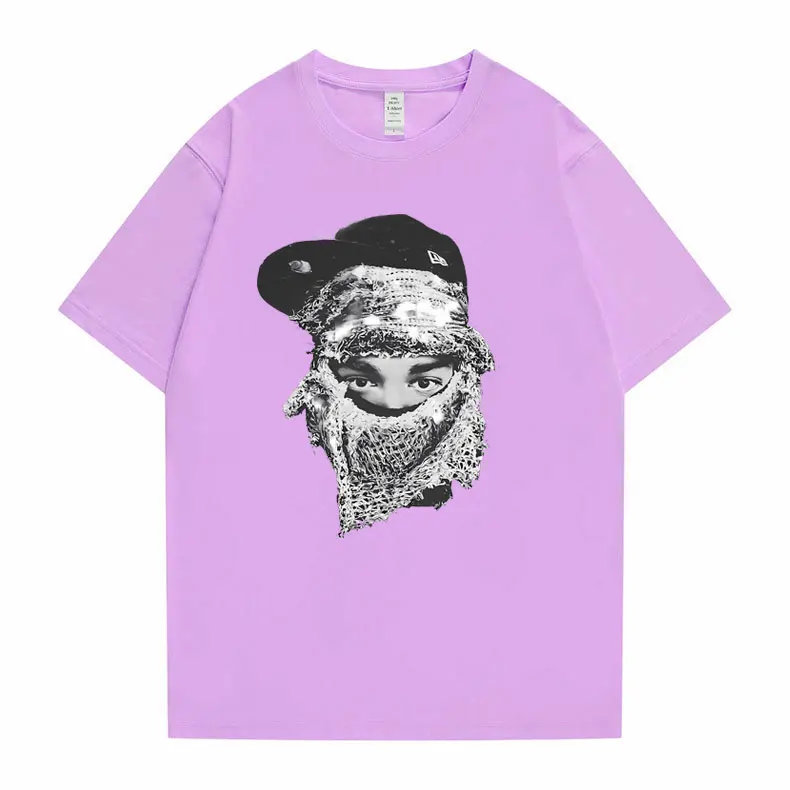 Rapper Yeat Face T-shirt cetak grafis pria musim panas kaus kebesaran kasual Hip Hop pria Streetwear kaus Vintage merek Fashion pria