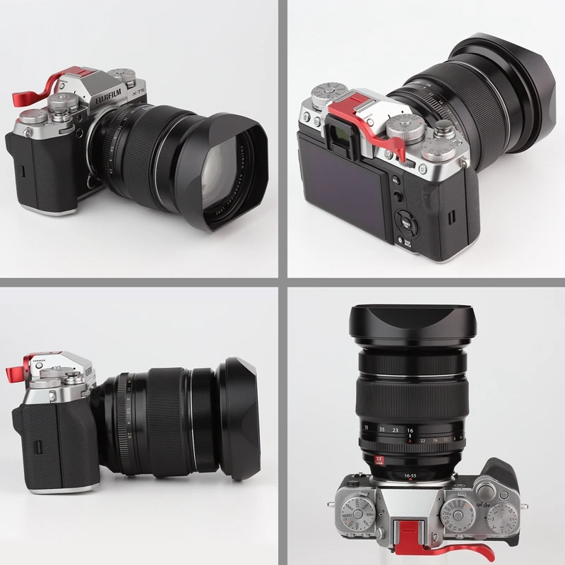 Haoge LH-X165 quadrado metal lente capa sombra com tampa de metal para fujifilm fuji fujinon xf XF16-55mm f2.8 r lm wr lente preto