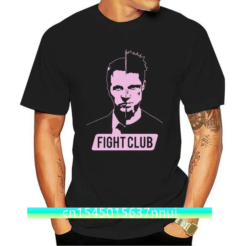 

New Fight Club Movie Poster David Fincher DTG T-SHIRT BLACK All Sizes S-3XL Men 2021 Summer Round Neck Men T Shirt