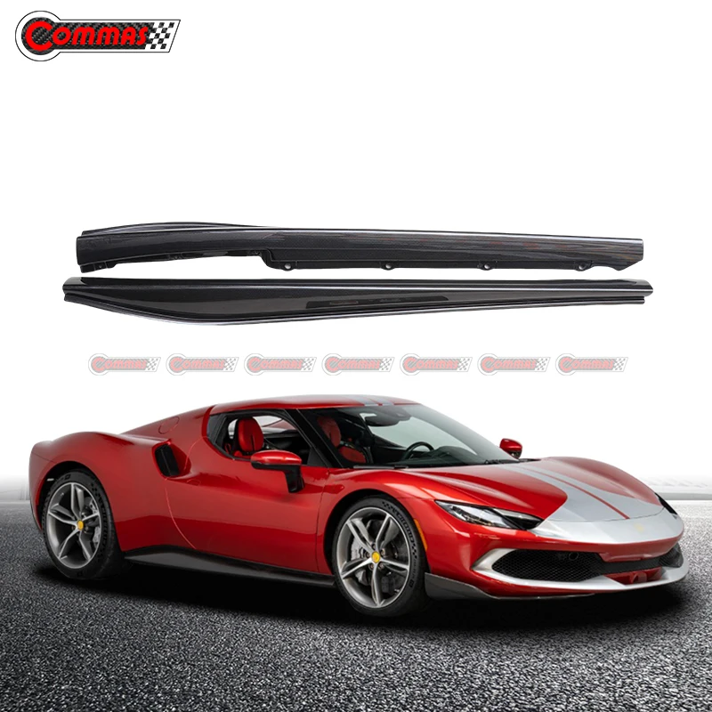 

OEM replacement style car side skirt extension for Ferrari 296 GTB Dry Carbon Fiber Side Door Skirts Splitter Pedal Exterior Kit