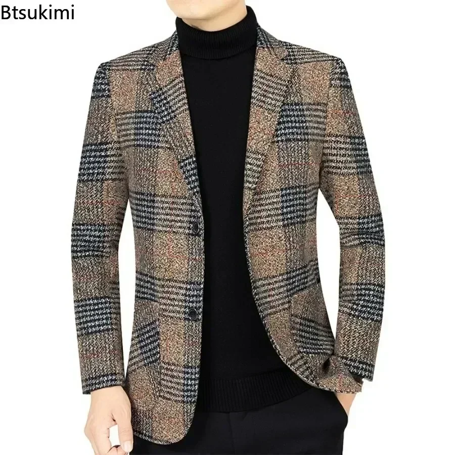 2024 Men\'s Fashion Blazer Jacket Suit England Style Plaid Business Causal Suits Men Clothing Conjuntos De Blazer Jacket Coat 4XL