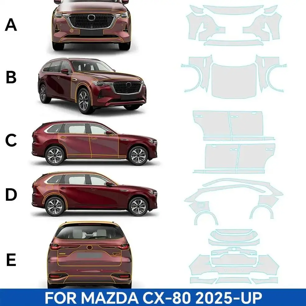 8.5Mil TPU Bumper Hood Paint Protection Film For Mazda CX-80 2025-UP Pre-cut PPF Kit Clear Bra Car Body Anti-Scratch Resistant