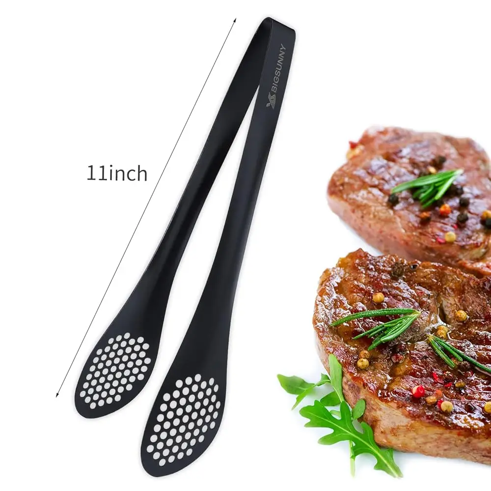 Pinças de buffet de aço inoxidável - Pinça de comida de cozinha resistente para cozinhar e servir (Bla - Pinças de servir de 11"")