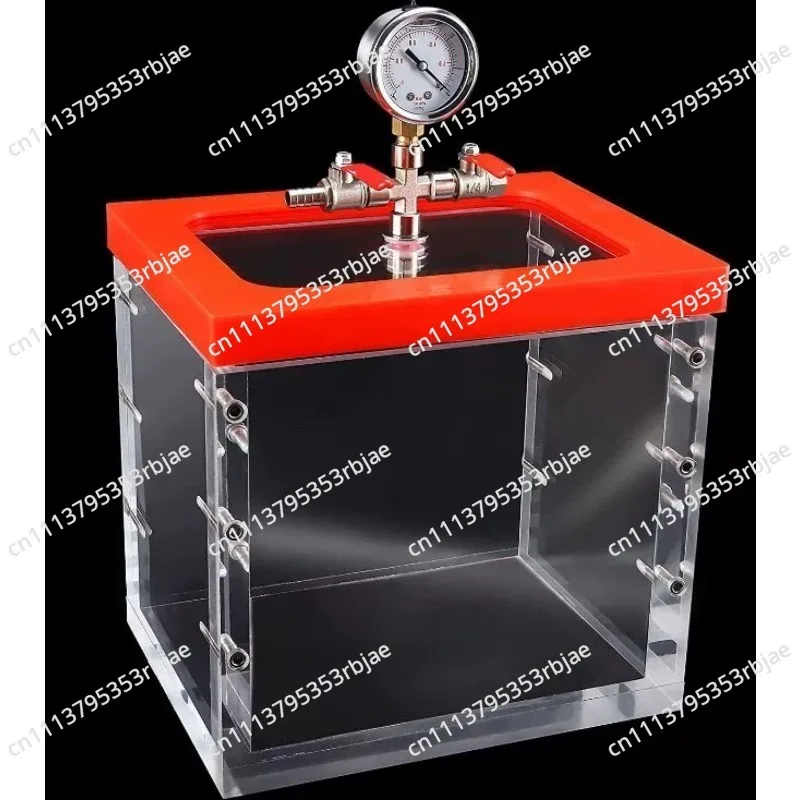 Fully transparent acrylic plexiglass box vacuum box drying oven vacuum tank glue resin air extraction box, and defoaming bucket.