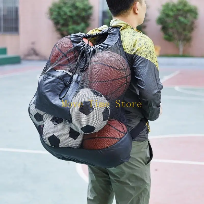 92ME Netzballtasche mit großer Kapazität, tragbare Basketball-Tragetasche für Outdoor-Übungen