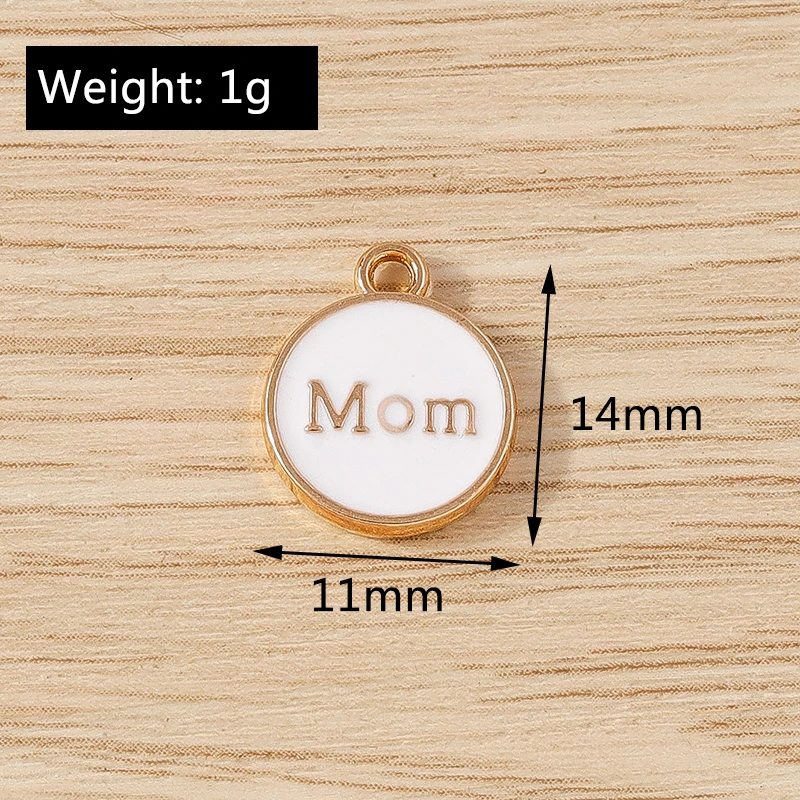 10pcs 11x14mm Cute Colorful Enamel MOM Letter Charms Pendants for Jewelry Making Earrings Necklace Bracelets DIY Crafts Supplies