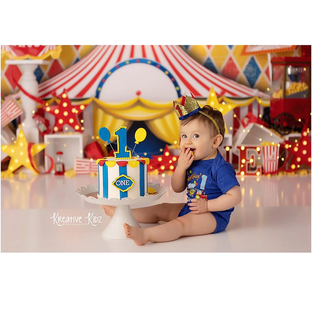 Circus Carnival Photo Background for Baby Kids First Birthday Photography Backdrop Main Event Popcorn Decor Photo Studio Props