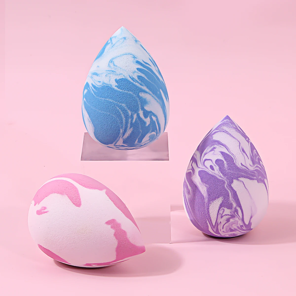 다기능 건조 및 습식 이중 사용 슈퍼 소프트 스폰지 메이크업 에그 파운데이션, 2 색 메이크업 스폰지 파우더 퍼프, 3 개