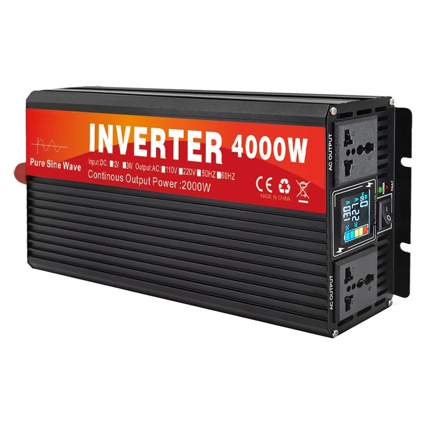 

New Full Power Pure Sine Wave Inverter DC12V24V To AC220V 3000W 4000W Multiple Protection LCD Multi-function Display