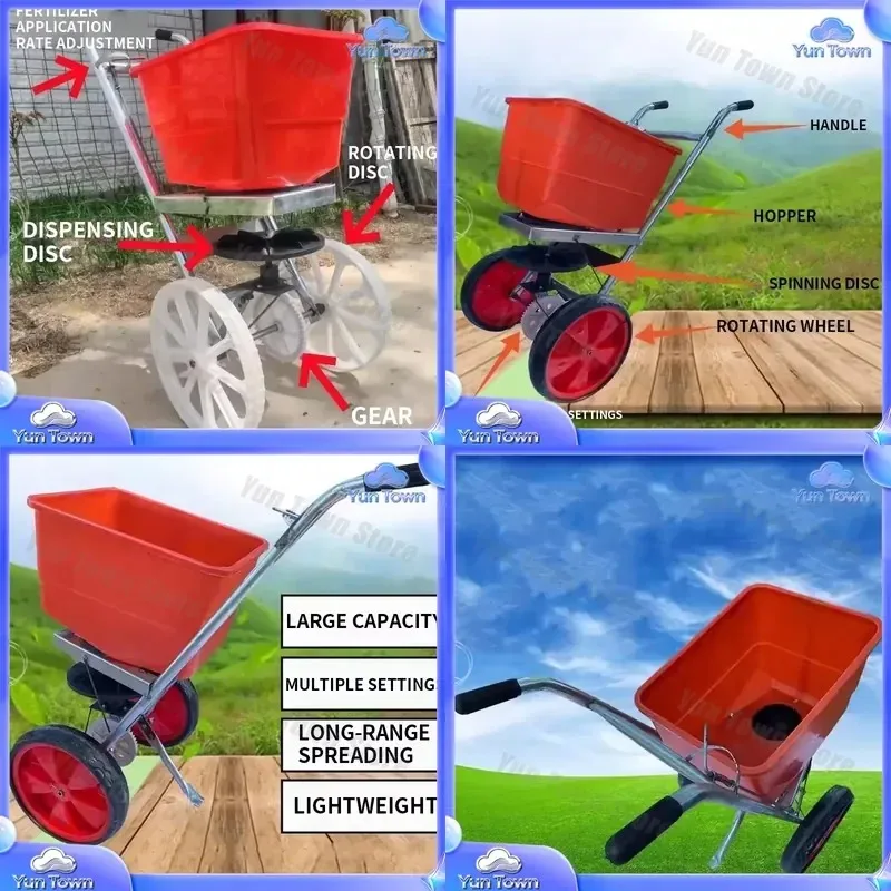 Compact Multi-Function Grass Seed Sowing and Fertilizing Machine for Lawn Care Tools Agricultural Hand-Pushed Spreader Foam