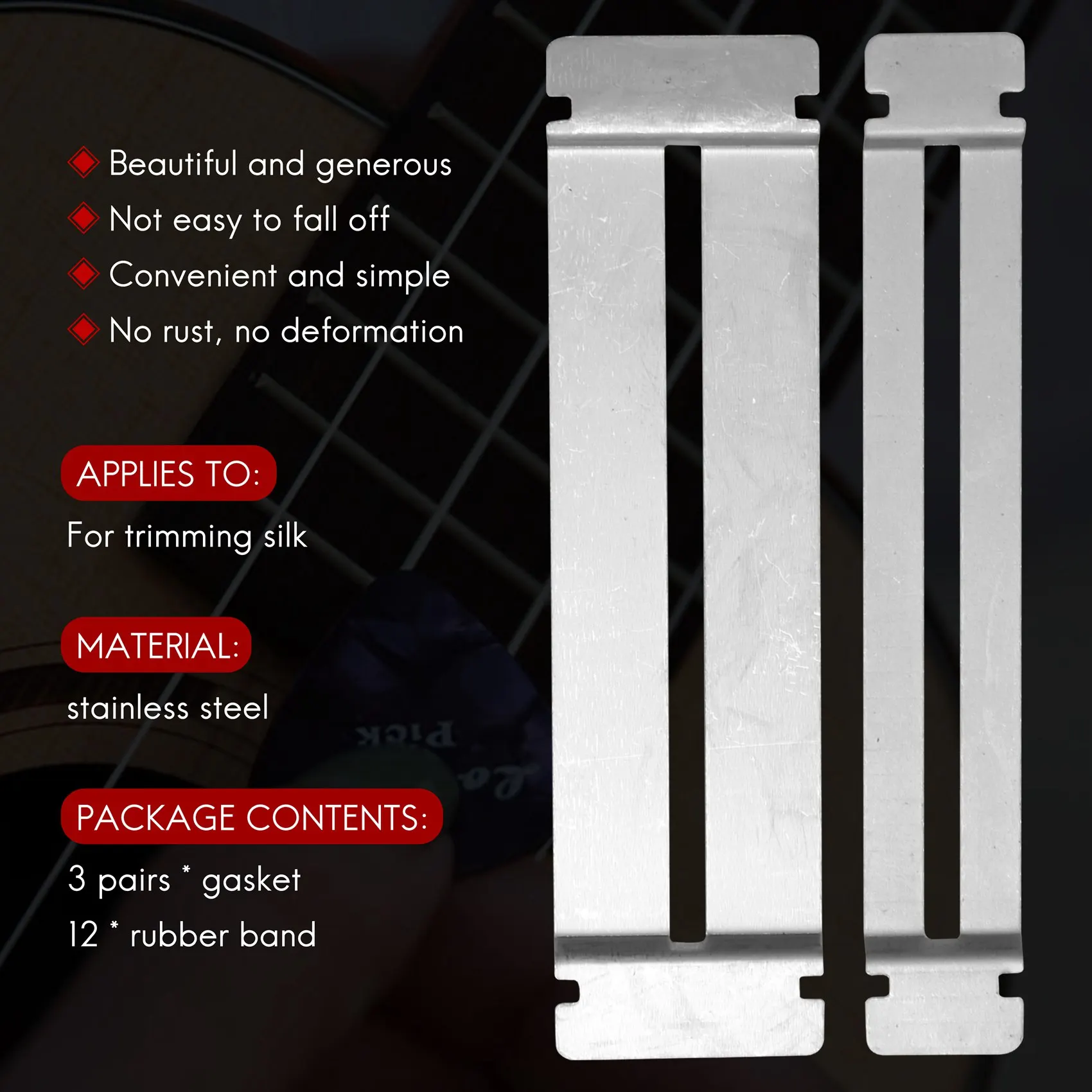 Protectores de diapasón de guitarra, protectores de diapasón de bajo de acero inoxidable, herramienta Luthier, Protector de diapasón para vestir trastes