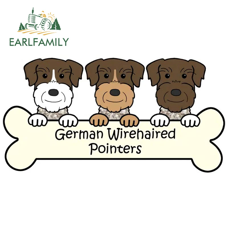EARLFAMILY German Wirehaired Pointer Dog Car Stickers Vinyl Decal Campervan Surfboard Rearview Mirror Sunscreen Custom Printing