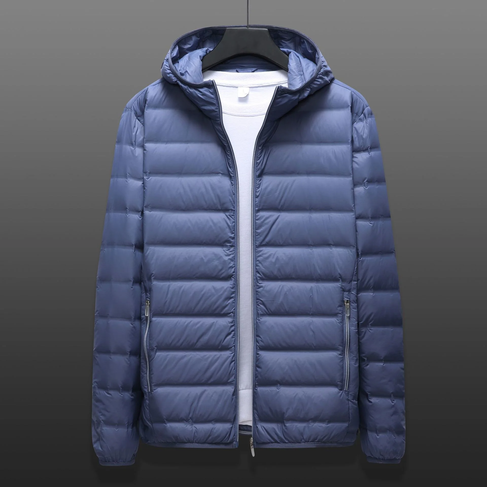 

Spring Autumn Winter Ultra Light Down Jacket Men Hooded Collar 90% White Duck Coat Weight Puffer Plus Size 8XL