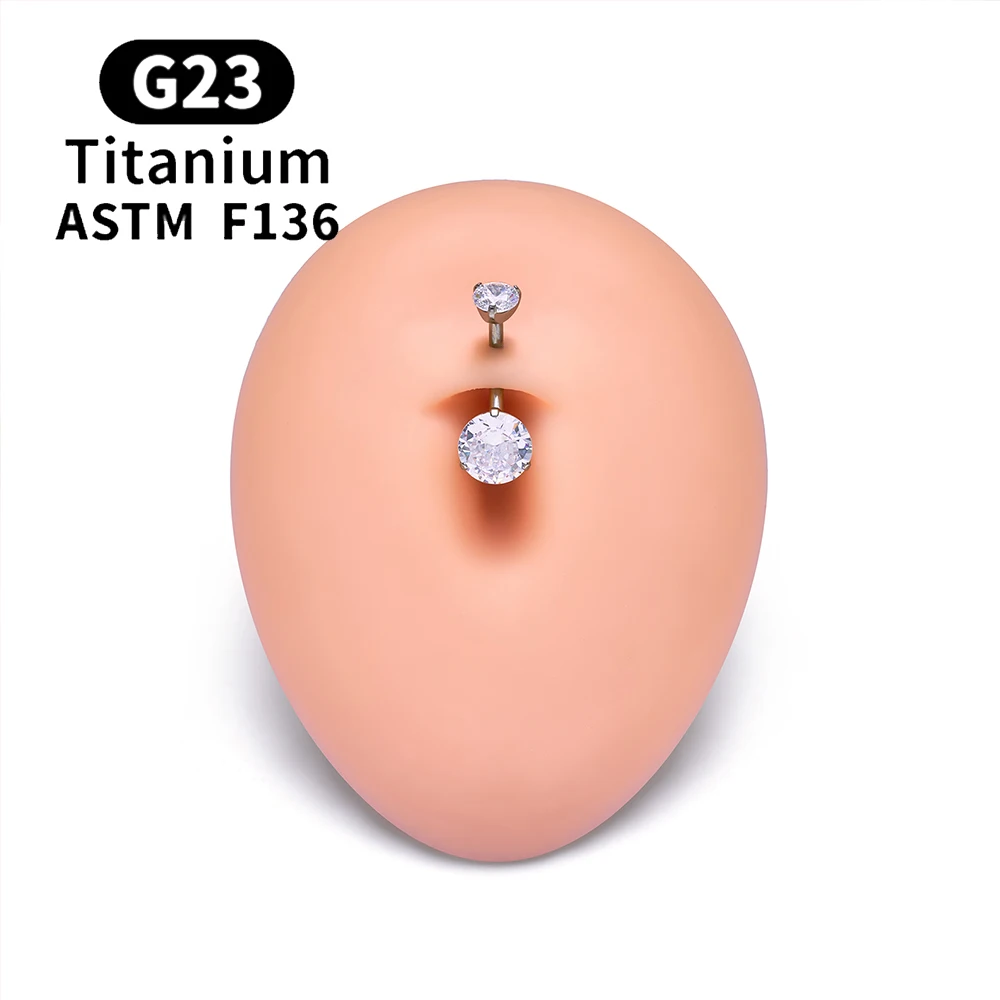 ASTM F136 Titan Bauchnabelpiercing mit Bananendesign, 14G, runder Zirkon, 8/10/12mm, sexy Bauchnabelring, Körperschmuck – Detail 10