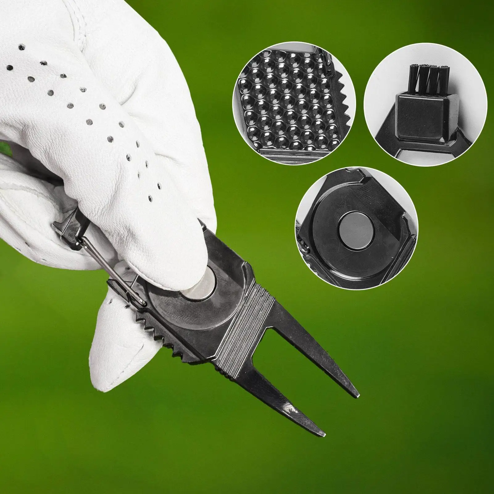 

Divot Repair Tool Multi-functional Metal Ball Mark Repair Tool Compact Golfer Gadget Groove Cleaner Aid For Men Golfers Girls