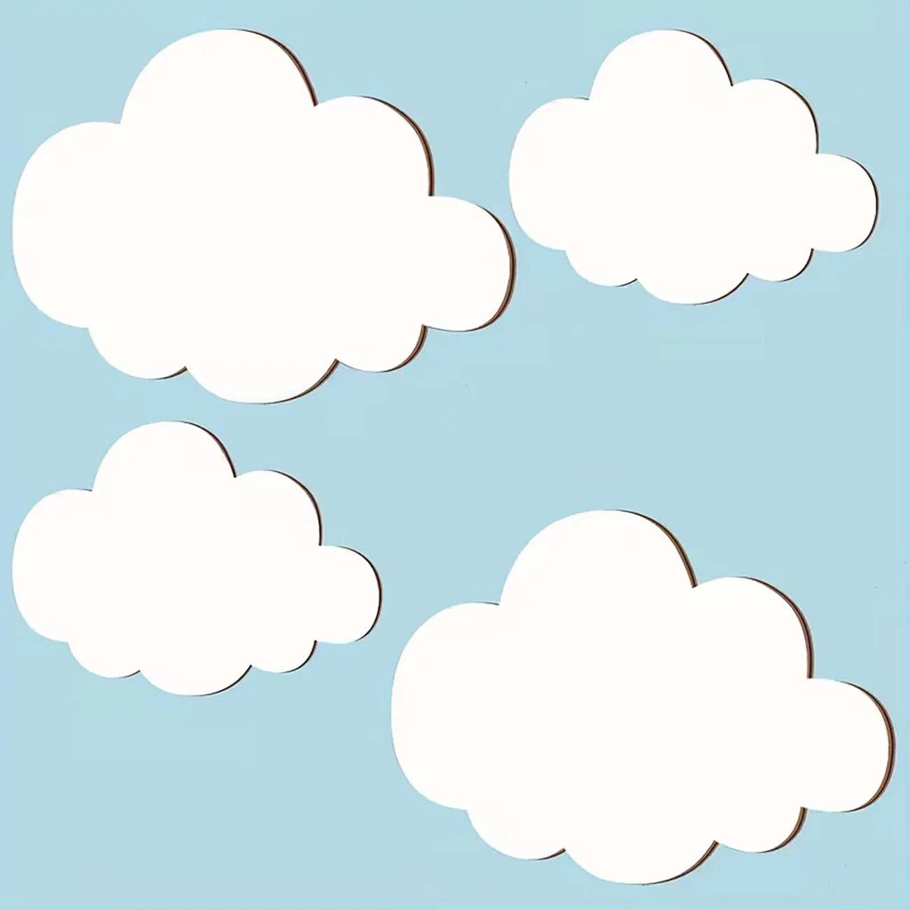 4Pcs 2D Flat Printed Cloud Eyelash Wooden Wall Decor Set, Cute Cartoon Wall Art for Kids Room Nursery Gift