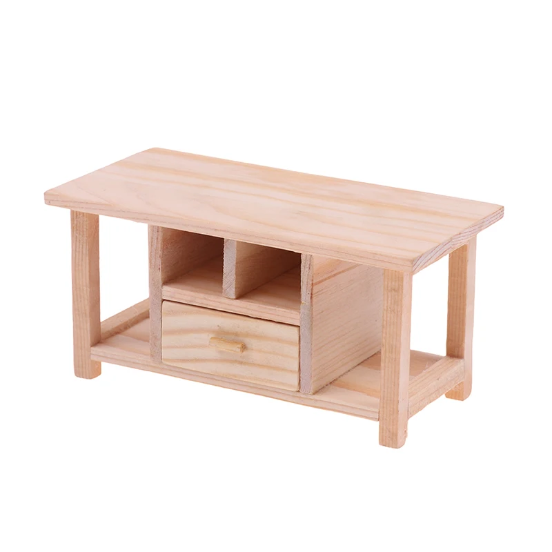 1PC 1:12 Dollhouse Miniature Wooden Tea Table DIY Furniture Model Toys Dollhouse Living Room Decoration Accessories