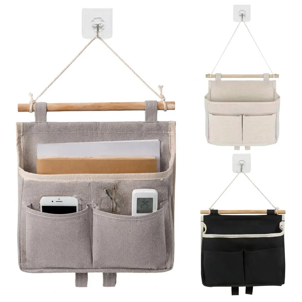 Portable Wall Mounted Storage Bag Fashion Bedside Organizer Hanging Bag Multiple Pockets Sundries Storage Pouches