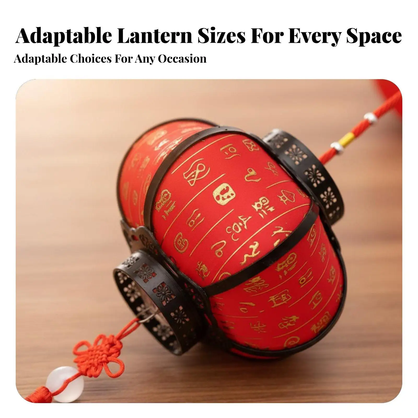 Red Hanging Lantern with Fu Character, Handheld Light Up Kids Holiday Decor