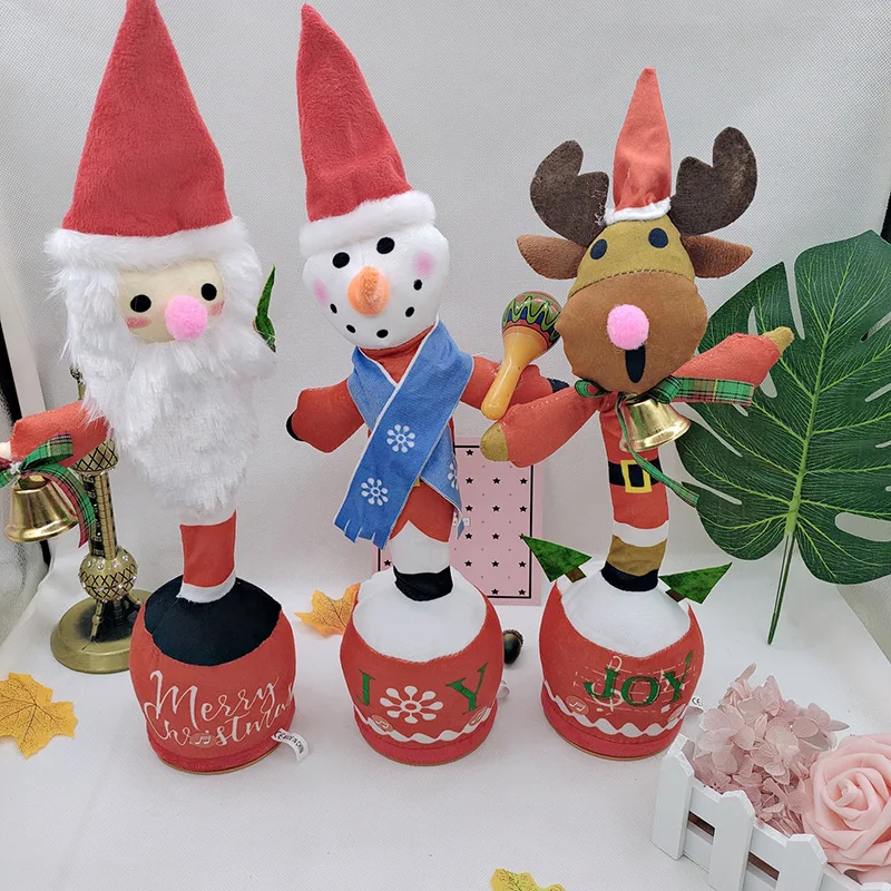 

Christmas Decoration Dancing Santa Claus Plush Toy Electron Soft Plush Doll Elk That Can Sing And Learn To Speak Christmas Gift