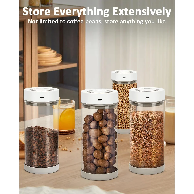 

Fully automatic vacuum coffee can, one click operation and date tracker, food storage and preservation box storage container