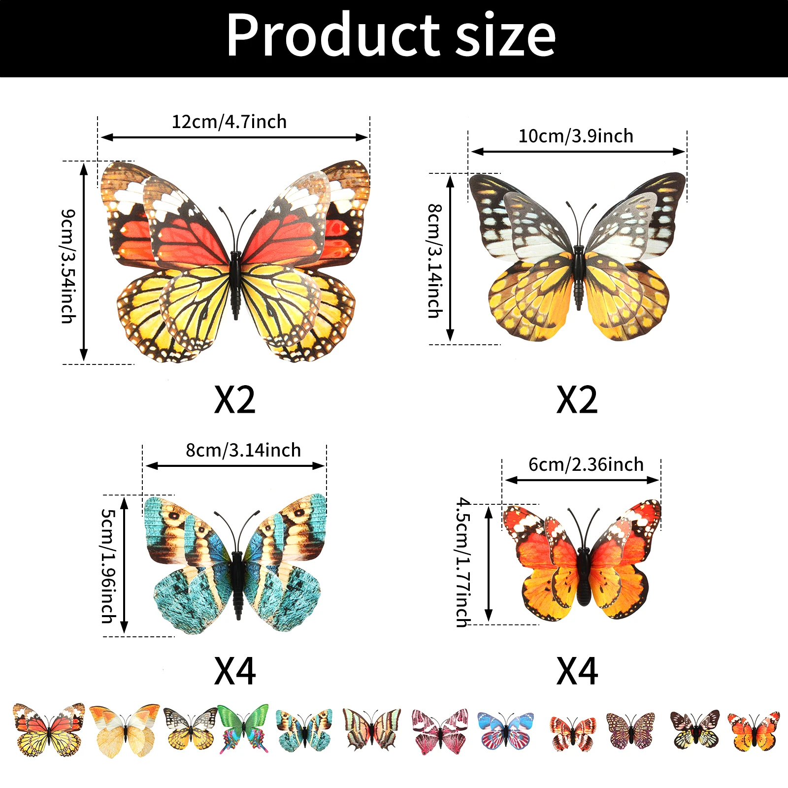 12 Pcs 3D Butterfly Wall Stickers Reusable Wall Sticker Waterproof Wall Sticker Decor Luminous Double-layer Butterfly Decoration