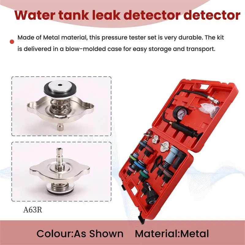 

AR-18Pcs Universal Radiator Pressure Tester Kit, Coolant Pressure Tester Kit Coolant Vacuum Refill Kit For Cooling System