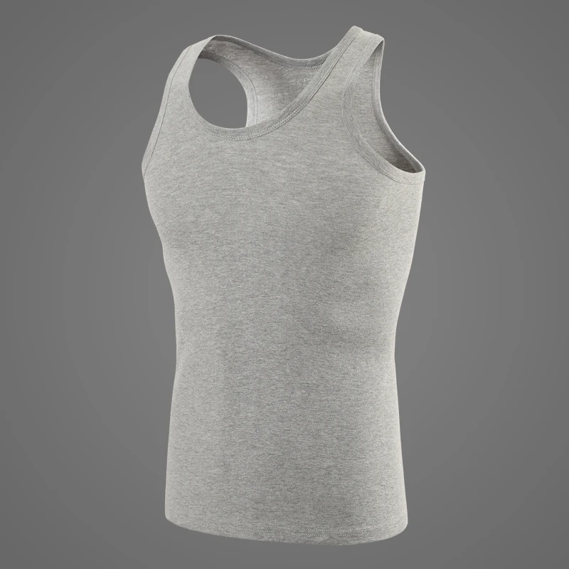 Men's Narrow Shoulder Pure Cotton Vest All Season Youth Solid Color T-Shirt Sports Sweat Absorption Comfortable Home